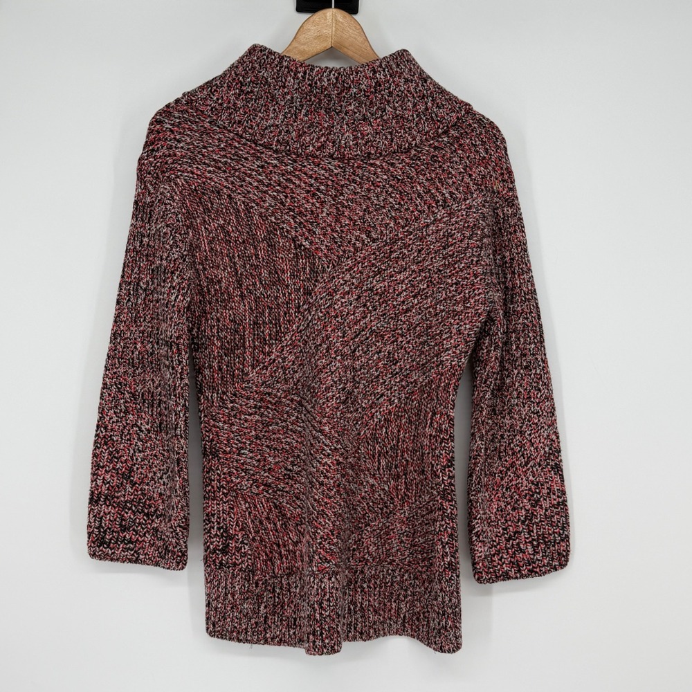 rag & bone Red Black Marled Chunky Knit Turtleneck Sweater XS